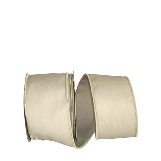 JAM Paper 2.5" x 10yd. Natural Poly Cotton Twill Wired Edge Ribbon